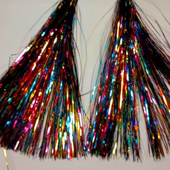 COLORFUL TINSEL EARRINGS - Picture 3 of 8